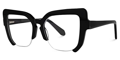 Image of Zeelool Vintage Cat Eye Semi-rimless Glasses Frame for Women with Non-prescription Clear Lens Valencia ZWA785041