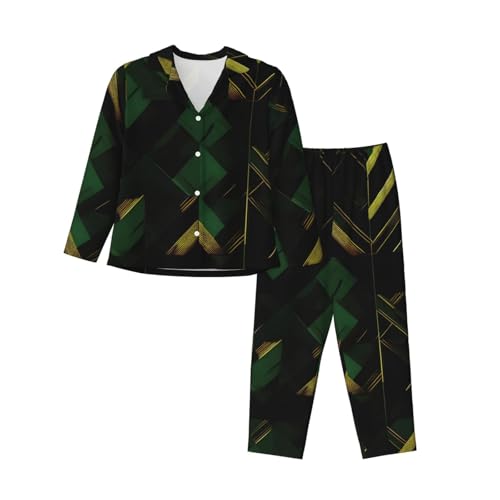 Pyjama imprimé géométrique doré pour femme raffinée