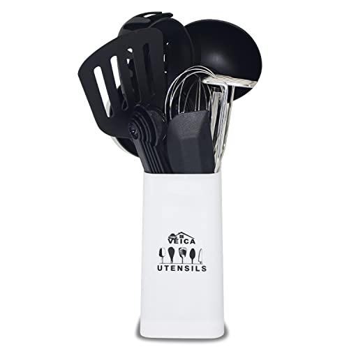 Kitchen Utensil Set-19 Pieces Cooking Utensils-Nylon Kitchen Utensils - Nonstick Cookware With Silicone Spatula Stainless Steel Kitchen Tools Kitchen Gadgets Black #TOP1
