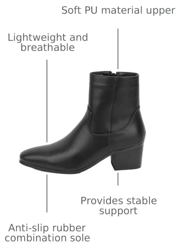 Image of MGGMOKAY Men's Chelsea Boots Pointed Toe Side Zippers High-Heeled Leather Shoes