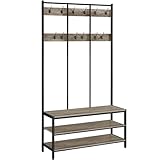 Finition Métal et Bois Graphique : Un portemanteau sur pied qui va moderniser votre intérieur. Armature métallique à finition mate, tablettes rustiques et graphiques. Aspect brut, mais stylé