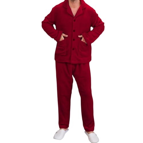 Men's Winter Velvet Pajama Set & Robe, Long Sleeve Sleepwear with Cozy Plush Material2