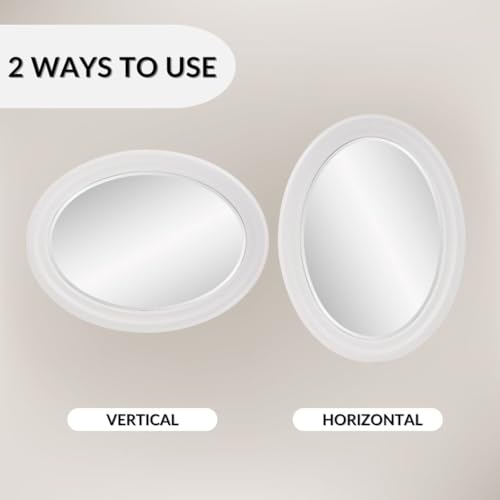 Image of Howard Elliott Collection George Oval Matte White Wall Mirror, Oval Bevelled Hanging Wood Framed Vanity Mirrors for Home Decor, Living Room, Bathroom, Bedroom, or Hallway, 25 x 33 Inch