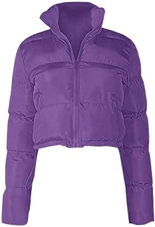 Ebifin Womens Cropped Lightweight Quilted Jackets Full Zipper Warm Coats Winter Stand Collar Drawstring Outerwears - Image 2