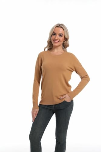 RQB Women's Camel Black Crewneck Sweater, Long Sleeve2