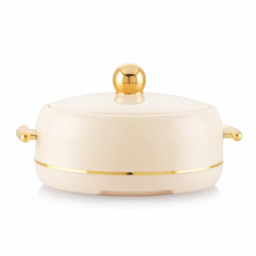 Image of Modware Atlantis Casserole 1500ml Elegant Design Premium Hot Pot, Retains Temperature for Hours, Insulated Inner Steel Casserole for Roti, Hot Box for Home, Chapati Box, Serving Bowl with Lid (Ivory)