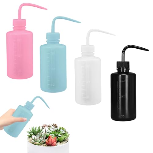 Zithgen 4 PCS Botella de Lavado 250ML, Botella de Plástico para Exprimir Botella de Lavado Químico Botella de Riego Laboratorio Botellas Comprimibles con Boquilla Estrecha para Planta, Laboratorio