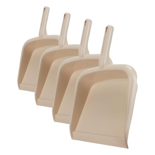 Image of SPARTA Large Handheld Dustpan with Hanging Hole, Heavy-Duty Plastic Dustpan with Wide Lip for Countertops and Surfaces, Plastic, 10 Inches, Tan (Pack of 4)