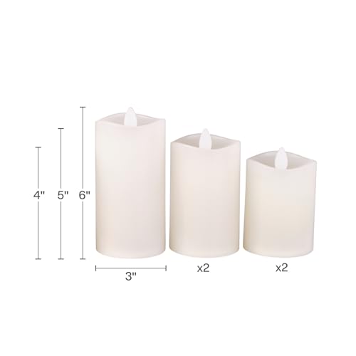 Image of Mikasa Real Wax Wavy Top Dancing Flameless Candles, Exquisite White Battery Candles for Wedding, Christmas Decorations, and Everyday, Set of 5, (2) 3x4, (2) 3x5, 3x6 Inch