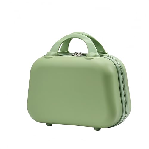 ミニスーツケース メイクケーストランクケース ハンドバッグ キャリーバッグ ミニトランク 防水 大容量 軽量 かわいい 出張 旅行 機内持ち込み ジッパー 伸縮性のあるバックデザイン パーティション (グリーン)