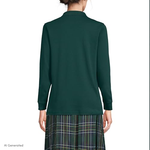 Image of Lands' End School Uniform Kids Long Sleeve Interlock Polo Shirt