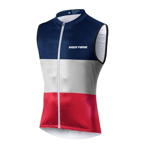 UGLY FROG Hu Men's Cycling Vest – Lightweight Full-Zip Sleeveless Biking Jacket with Pockets for Cycling, Running