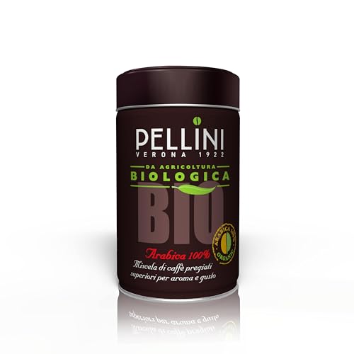 Pellini Espresso Bio, Caffè Macinato per Moka da Agricoltura Biologica dal Sapore Dolce e Delicato, Miscela 100% Arabica a Tostatura Media, Confezione da 250g
