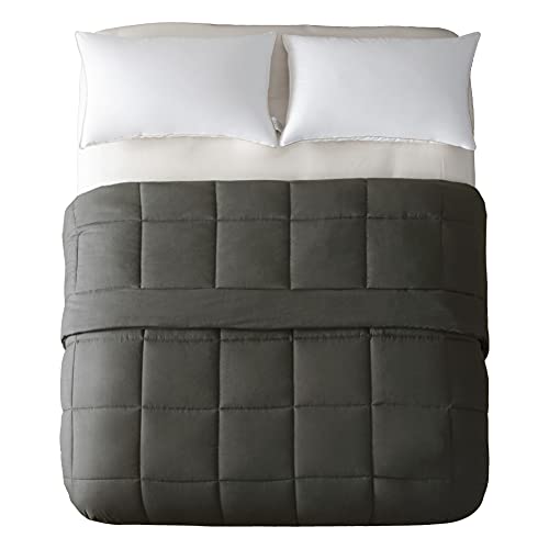 Image of Whale Flotilla Reversible Duvet Double Size for All Seasons, 7.5 Tog Down Alternative Box Sitiched Comforter, Lightweight and Machine Washable Bedding Set, 200x200 cm, Grey