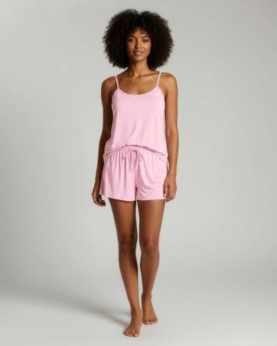 Image of Real Essentials 3 Pack: Women's Super Soft Pajama Set - Cute Cami Lounge Short and Top PJs Set (Available in Plus Size)
