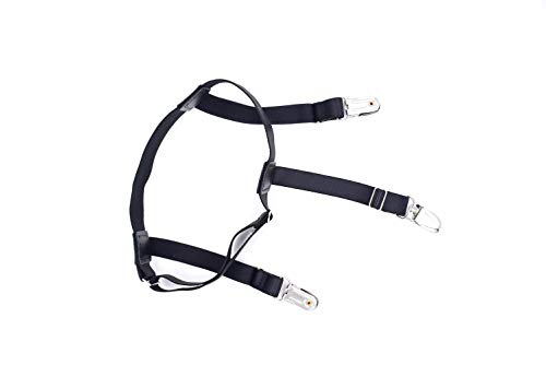 Image of VINAIDA Shirt Stays for Men, Adjustable Elastic Shirt Garter and Shirts Holder Securing Position with Non-slip Locking Clamps for Police Military, Black