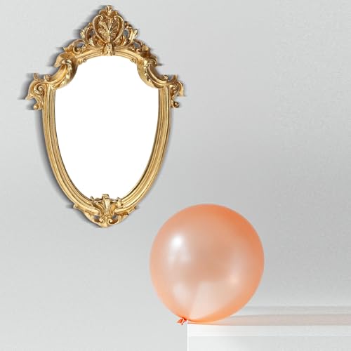 Miroir suspendu style rétro en résine dorée - 7