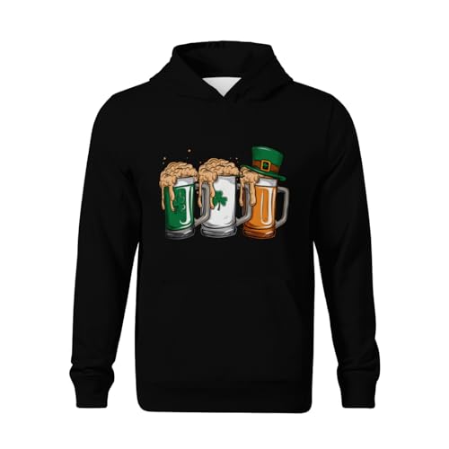 Kids Retro Irish Beer Ireland Flag St Patricks Day Boys Girls Lightweight Kangaroo Pocket Hoodies2