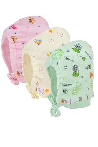Image of KIKE Soft Adjustable Warm Unisex New Born Baby Cap (Pack of 3 pecs)