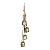 Reicyfang Gold Vintage Bells with Hanging Rope, Metal Brass Bell Rustic Wall Hanging Bell on Jute Rope, Brass Christmas Bells for Christmas Tree, Wreath, Party, Holiday Decorations