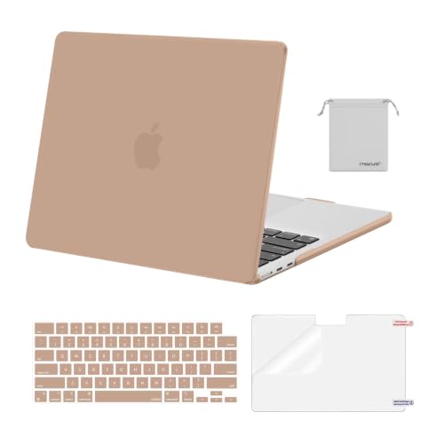 Image of MOSISO Compatible with MacBook Air 13 inch Case M5 2026 M4 2025 M3 M2 2024-2022 A3449 A3240 A3113 A2681,Hard Shell&Keyboard Cover&Screen Film&Pouch for MacBook Air 13.6 inch Case, Bronze Brown