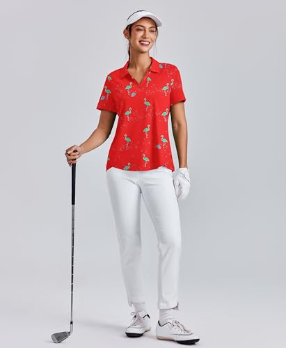 Image of PINSPARK Womens Golf Shirt Short Sleeve Polos UPF 50+ Collared Tennis Tops
