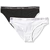 Calvin Klein Women's Motive Cotton Multipack Bikini Panty, Charcoal/White, Small