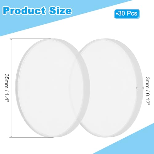 Image of PATIKIL 1.4 inch Acrylic Circles, 30Pcs 0.12 inch Thickness Round Acrylic Sheets Acrylic Circle Blanks Cake Disc Panel for Sign DIY Craft Project, Paintings, Picture Frame, Table Top, Clear