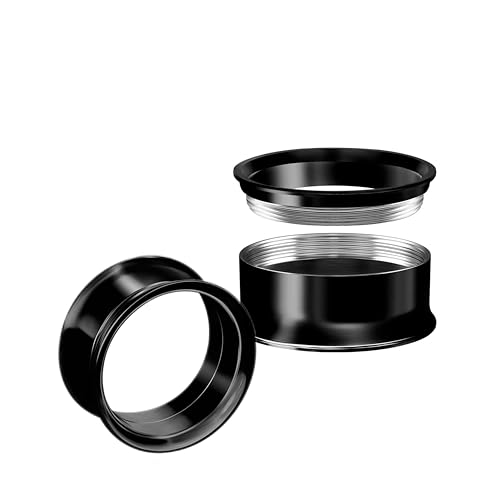 YEOSMINE Gauges for Ears Internally Threaded Stainless Steel Black Double Flared Tunnel Piercing Jewelry Stretcher Ear Plug Earring Lobe Tunnel for Men Women (7/8 in 22mm 2pcs)