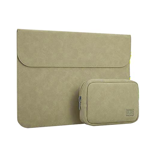 Surface Laptop 4用(2021モデル) 13.5インチ ケース/カバー レザー 電源収納ポーチ付き セカンドバッグ型 おしゃれ サーフェス ラップトップ 4 用 カバン型 レザーケース/カバー おしゃれ PCケース/カバー[Surface Laptop 4 (13.5インチ)(カーキ)]