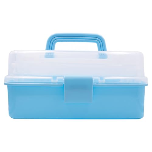 Image of ANGELS CRAFT Clear Plastic Container 3 Layers Organizer Box - Ideal for Beads, Art Supplies, DIY Crafts, Jewelry and Small Items - 15 x 9 x 7.5 inch