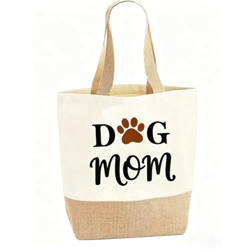 RgitFzi Dog Mom Jutebeutel Shopper & Hundemama Geschenk für den Alltag Idee Geschenk für Hundebesitzer Frauen zum Einkaufen & Gassi Geschenke für Hunde Liebhaber Hundemama