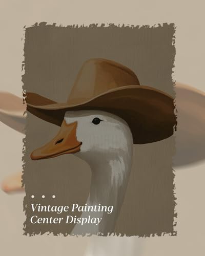 Image of HUARCEY Gold Framed Vintage Wall Art for Living Room, Trendy Duck Canvas Print Wall Decor Maximalist Eclectic Artwork Gallery Picture Oil Painting Boho Western Cowboy Decor Bedroom Bathroom 12 inchx16 inch