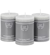 3x4 Inch Pillar Candles Set of 3, Christmas Candles Unscented Light Gray Pillar Candles, Dripless...