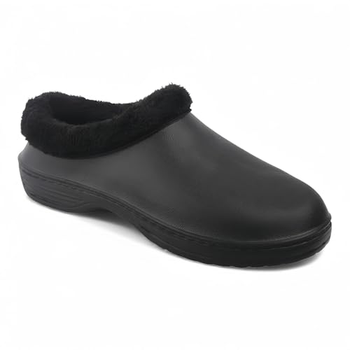 CHILLIFE Zuecos Sanitarios de Invierno con Forro, Zapatillas de Trabajo para Hombre, Cálidas y Ligeras, Fabricadas en Portugal (Negro, Sistema Tallas Calzado EU, Adulto, Números, Mediano, 45)