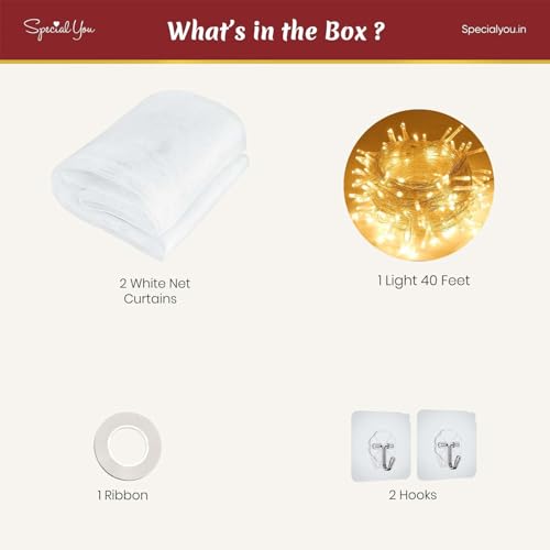 SpecialYou.in Plastic Sheer Special You Decoration Tulle White Net Curtain Cloth Backdrop And Led Fairy Lights Combo For Birthdays, Christmas, Anniversary, Baby Shower, Wedding Party-6 Items - Image 5