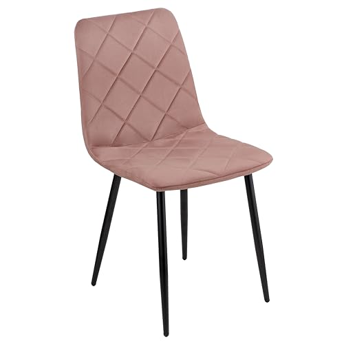Baroni Home Sedia Moderna con Rivestimento in Velluto e Gambe in Ferro Nero, Poltrona da Soggiorno, Camera da Letto, Sala da Pranzo, Rosa, 52x44x85 cm