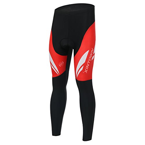 Dushow Fleece Cycling Suit Men Thermal Winter Long Sleeve Cycling Jersey And 3D Padded Long Pants Warm Cycling Set(Red,L) #TOP4