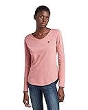 Grafikprint am Oberarm G-STAR RAW Womens Rolled Edge Long Sleeve V-Neck T-Shirt, Pink (Dusty Rose C506-3479), L