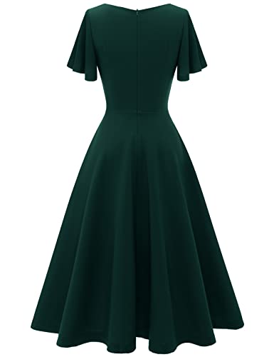 Image of HomRain Wedding Guest Dresses for Women Vintage Short Sleeves Casual Fit and Flare Cocktail Formal Dress for Tea Party