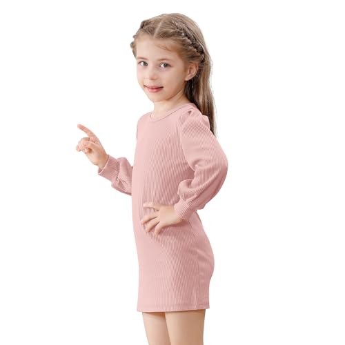 DREAM BUS Toddler Girl Casual Dress Long Sleeve Kint Sweater Dress Kids Fall Winter Mini Dress Special Occasion Dress3