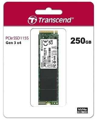 Transcend 250GB NVMe PCIe Gen3 x4 Internal (SSD) Solid State Drive 115S | 3D NAND Flash | 100 TBW | Read/Write – up to 3,200/2,000 MB/s | 5 Yrs….