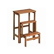 Sgabello con Ribalta, 3 Gradini, Colore Noce, Richiudibile, Antiscivolo, Salvaspazio, Legno Faggio, Dimensioni: 37 x 42.5 x 58 cm