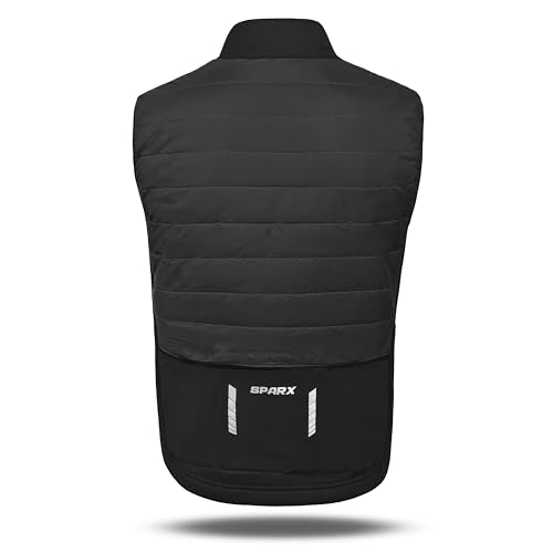Image of Sparx Men's Lightweight Cycling Vest, Hiking Winter Quilted Vest, Water Resistant Warm Outerwear Vest (Black, L)