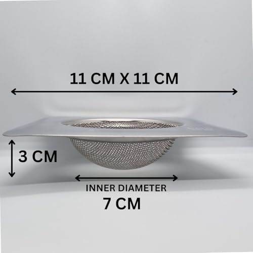 Image of 2025 Upgrade Square Stainless Steel Kitchen Strainer 11 CM Sink Jali, Drain Filter, Anti Clogging Mesh Hair Catcher Drain Cover (ONLY for Square Sink)