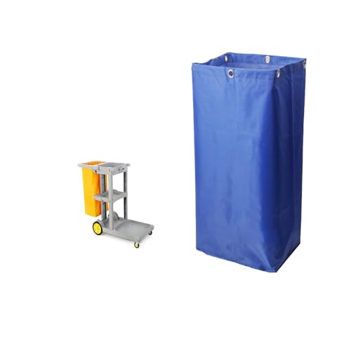 Image of Replacement Janitorial Cart Bag-16 x 11 x 27inches, High Capacity Waterproof Thickened Housekeeping Commercial Janitorial Cleaning Cart Bag with 6 Brass Grommets - 23 Gallon (Blue)