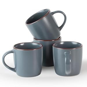 famiware Mercury Coffee Mugs 13 oz Coffee Mugs Set of 4 with Handle Cups for Latte Hot Tea Cappuccino Mocha Cocoa Charcoal