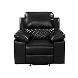 Lazyspace Modern Manual Recliner Chair with Thick Padded Upholstered Cushion and Retractable Footres