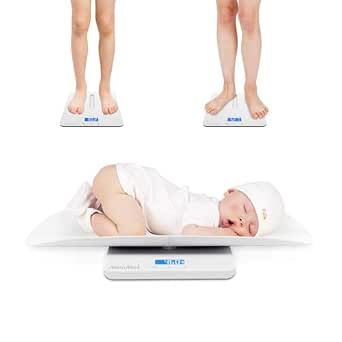 MomMed Baby Scale, Multi-Function Digital Toddler and Pet Scale with Height Measurement, Blue Backlight