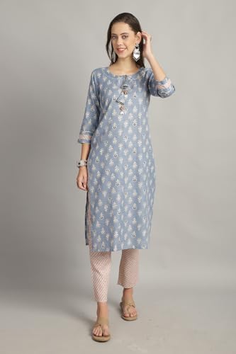 Image of Rajnandini Women's Cotton Foil Print Kurta Set with Dupatta (JOPLST230-31-38-P)
